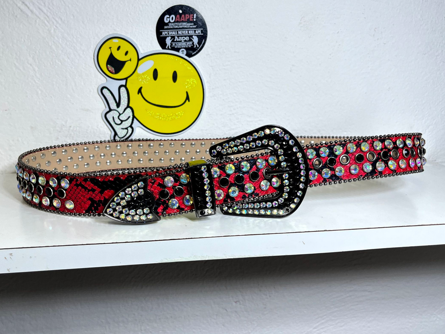 Ceinture diamand rouge custom