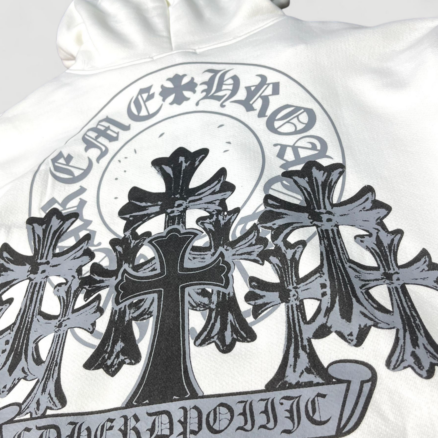 Pull à capuche blanc Chrome Hearts