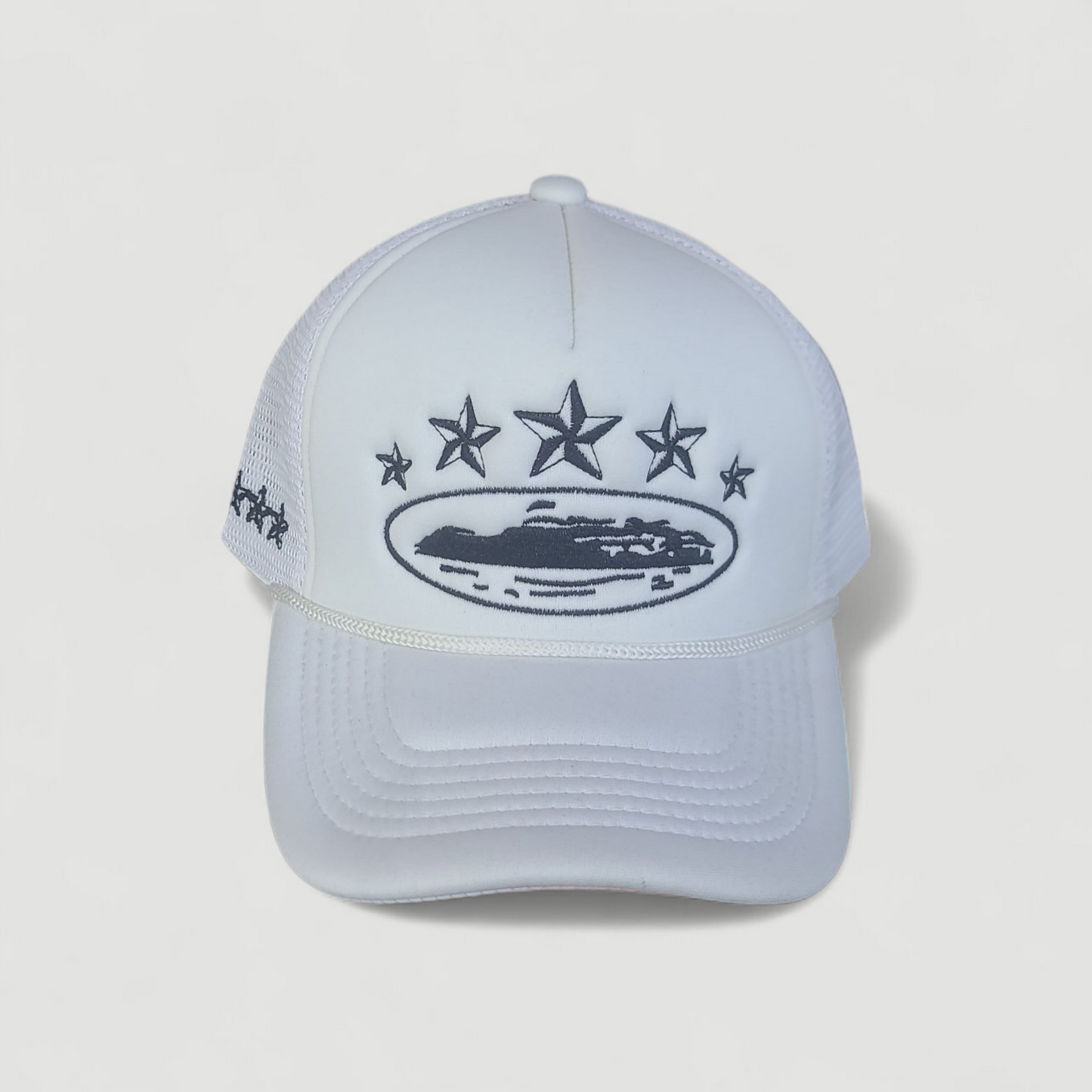Corteiz 5 Starz Alcatraz Trucker Blanc