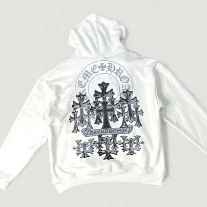 Pull à capuche blanc Chrome Hearts