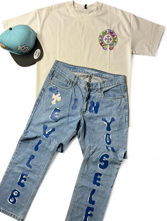 Ensemble T-shir Chrome Hearts + Jean Hero Denver + casquette "St Louis Cardinals"